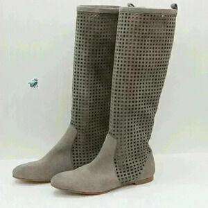Micheal Kors Women's Perforated Brown Suede Leather Tall Boots Size US 5.5 M